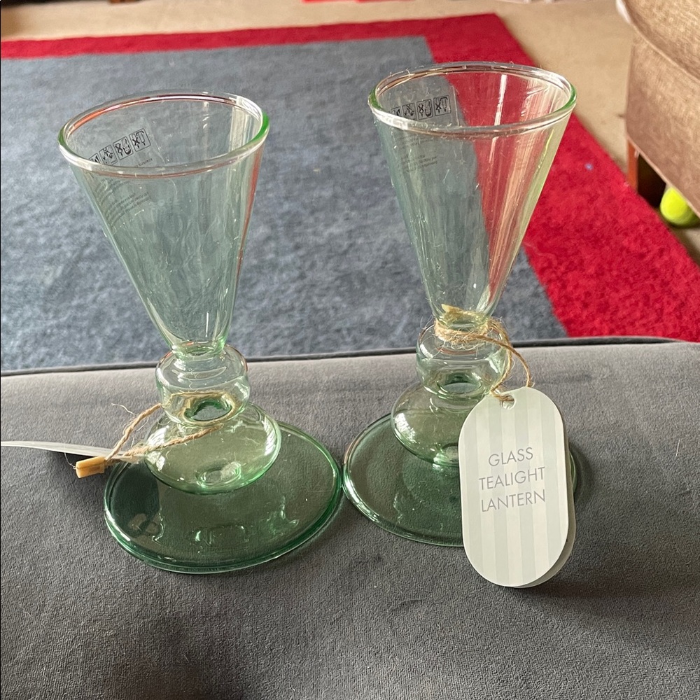 Green Glass Tealight Lanterns